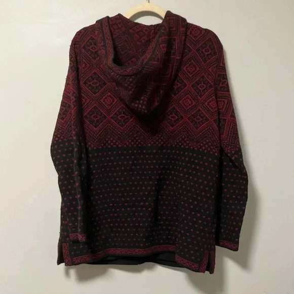 Pure & simple  100% lambswool black red full zip hooded cardigan sweater jacket - Picture 6 of 6